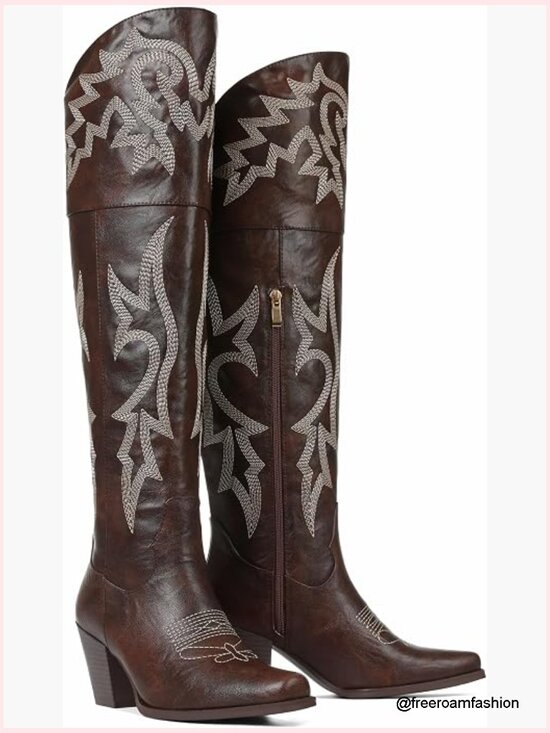 Shoes - Over the Knee Boots Cowboy Boots Pointed Toe Chunky Heel Classic Western Boots